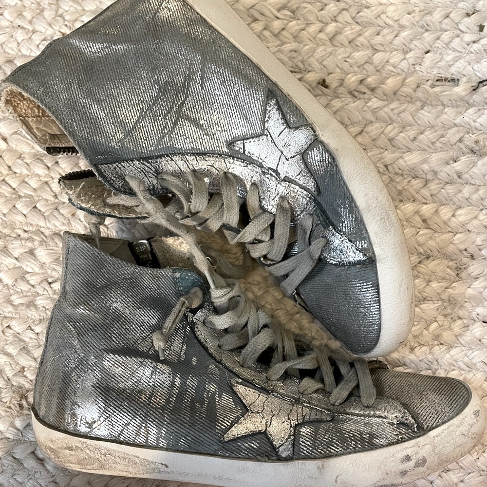 Golden Goose Silver Hightop Sneakers women’s size 8